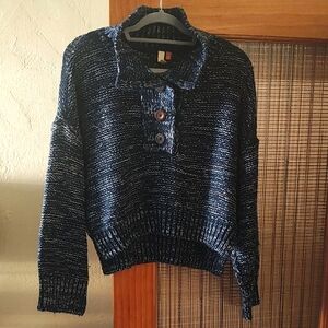 Anthropologie Sweater Medium Mega Henley Navy